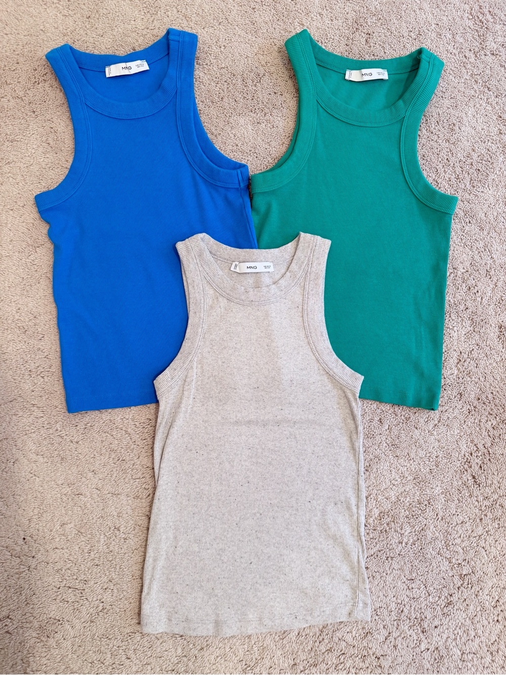 Mango Lot 3 Cotton Blend Ribbed Tank Tops Size Extra Small XS